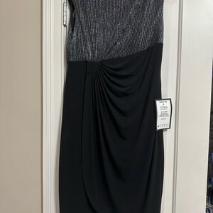 Connected Apparel Black Cocktail Dress with shiny bodice